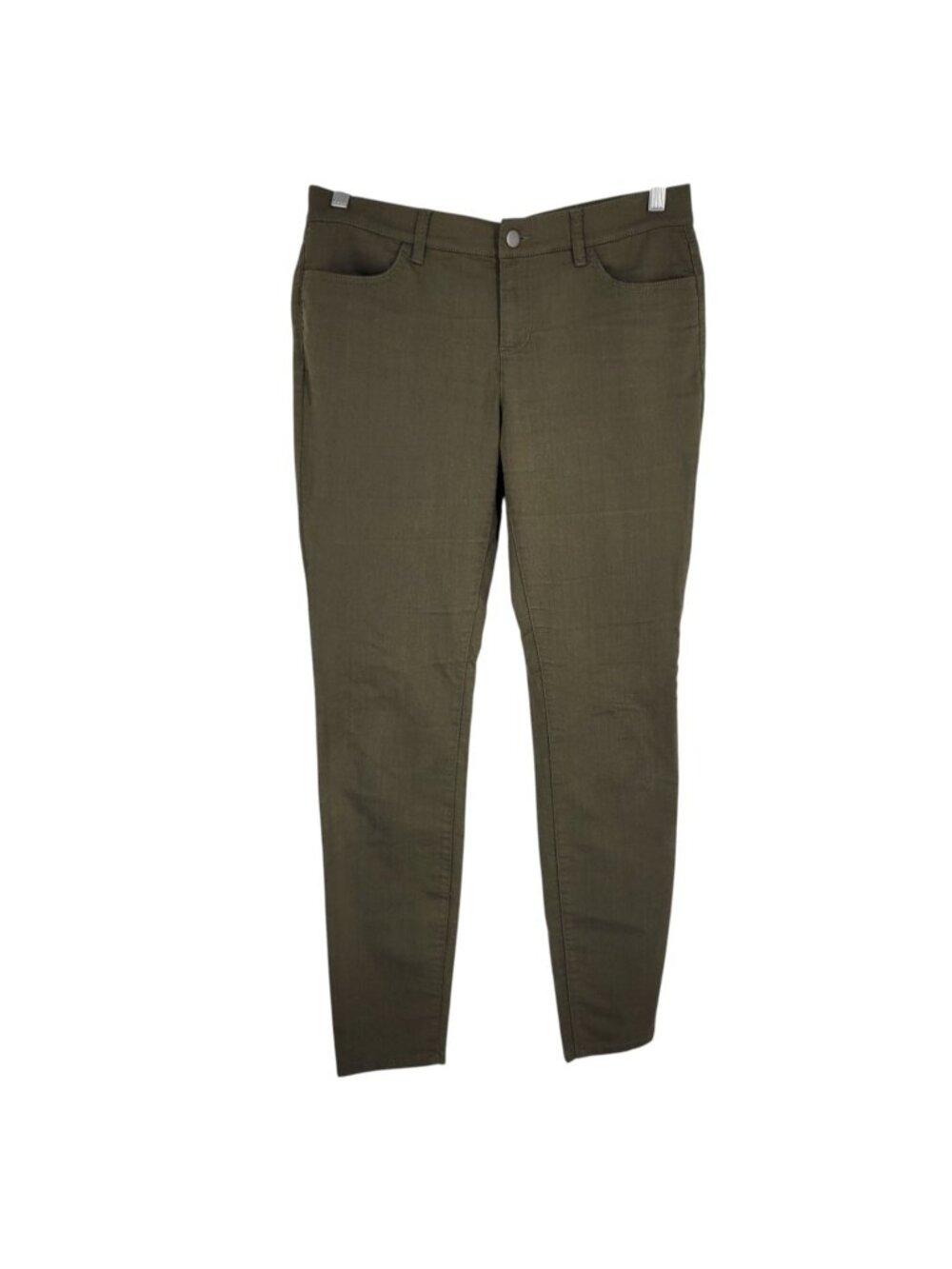 Eileen Fisher 10 Olive Slim Pants Organic Cotton Stretch Minimalist Lagenlook